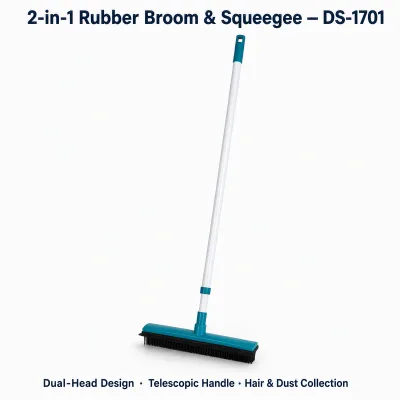 Carpet Rake with Long Handle Soft Rubber Broom Fur Pet Hair Remover for Indoor and Outdoor Use