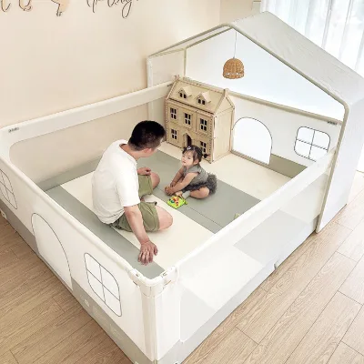White Soft Play Baby Safe Multifunctional Dual Use Bedside Fence Barrier Lifting Open High Quality Outdoor Living Room Kids