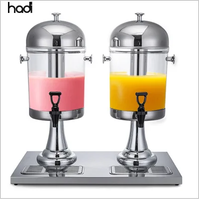 Guangzhou Commercial 8L Stainless Steel Water Beverage Dispenser Double Tanks Acrylic Juice Dispenser Good Quality Stackable