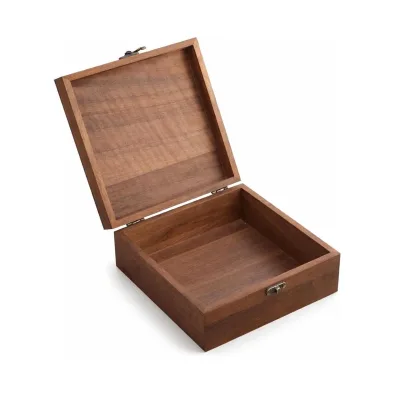 Walnut Wood Storage Box with Metal Lock Handmade Wooden Keepsake Jewelry Box HS Brand Shandong Made Desk Storage Home Decor Gift