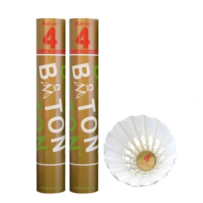 Baton No.4 Customized Logo Chinese Natural Water Duck Feather Shuttercork Badminton for Professional Players
