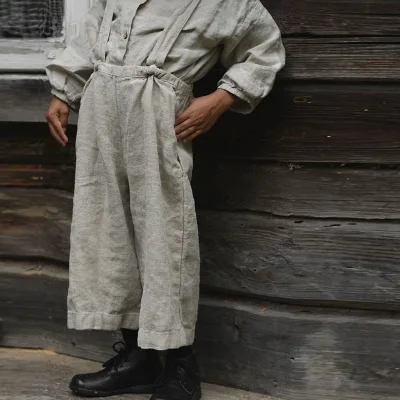 2025 Spring New Cotton and Linen Detachable Overalls Children's Small Nordic Style Casual Baby Straight Pants