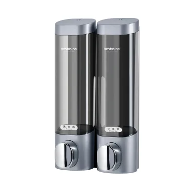 Oem Bathroom 300ml Double White Refillable Shampoo and Conditioner Dispenser Pump Sliver Shower Shampoo Dispenser Soap Dispenser