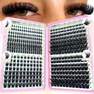 Cluster Voluminous Natural False Eyelashes Hot-Melt D-Curl 640 Clusters High-Capacity