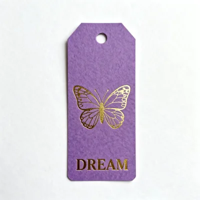Custom Wholesale Gold Foil Butterfly Bronzing Hang Tag with String for Clothing Jewelry Gift Boxes Low MOQ Factory