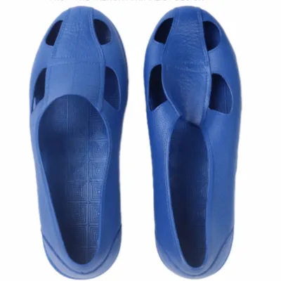 Cleanroom Workshop Shoes SPU Blue Durable Four Holes Antistatic Integrated Molding ESD Safety Industrial Use Sandals