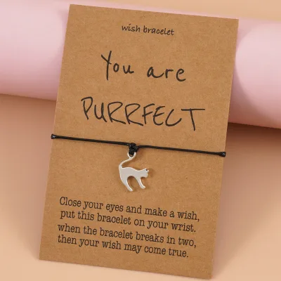 You Are Purrfect Cat Wish Bracelet Animal Cat Bracelet Lovely Cute Cat Best Wishes Cat Jewellery for Men Women Cat Lover Gift