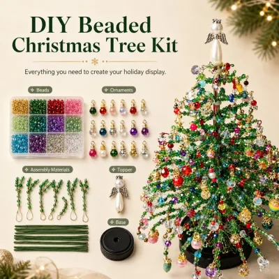 DIY Beaded Christmas Tree Kit,3D Crystal Bead Holiday Craft Set for Adults
