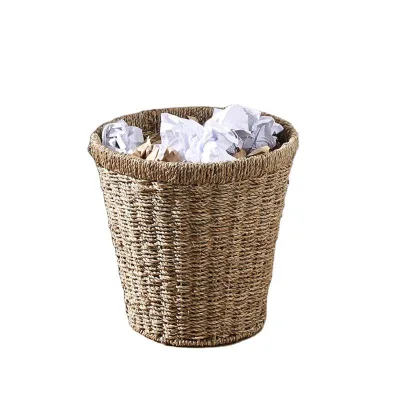Wholesale Handmade Natural Water Hyacinth Storage Laundry Baskets with Lid for Pantry Organization FSC Certified Rattan