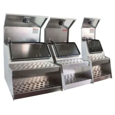 Custom Size W12"/18"/24"/30" * H24.5" *D28.4" Open Wide Aluminum Step Box Design Truck Saddle Tool Box with T-Lock