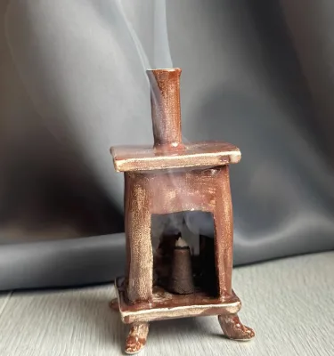 Handcrafted Ceramic Incense Burner Miniature Vintage Stove Design with Smoke Effect Incense Burner