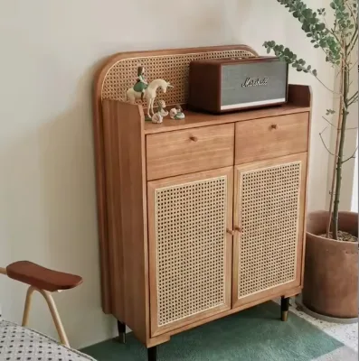 Nordic Modern Living Room Furniture Solid Wood Sideboard with Layers Cabinet Wooden Storage for Home Bedroom