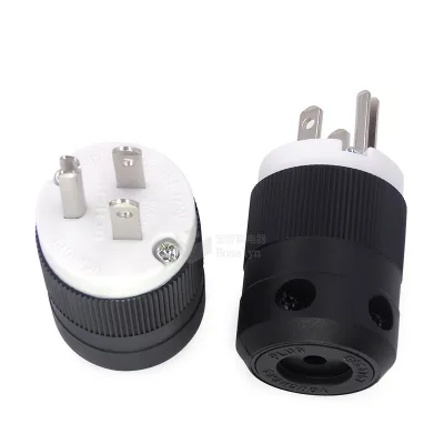 USA 3-Prong Male AC Plug, Nema 5-15P 3 Pole Straight Blade DIY Rewireable AC Plug15A,125V,Industrial Trade,Grounding,UL