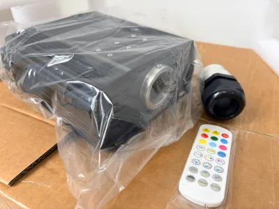 High Brightness 45W LED RGBW IP68 Rated Remote/App Controlled Aluminum Alloy Engine +End Glow Optic Fiber Bundle Kit Car Starry