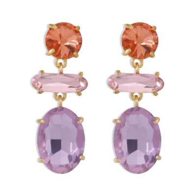 Fashion Gold Plated Statement Water Drop Earring Jewelry Colorful Crystal Rhinestone Wedding Bridal Earring for Women Girls