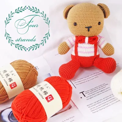 DIY 40%Acrylic Yarn 60% Cotton 4ply Milk Cotton Shoes Crocheted Knitting Wool Hand Weaving Thread 5 Strands Ring Anti