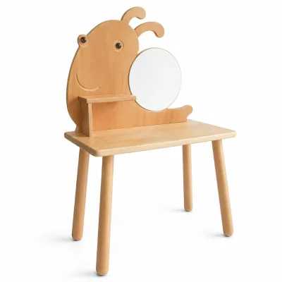 Chuangjin Wooden Snail Table 94cm Montessori Activity Desk with Mirror & Shelf for Kindergarten Nursery Wholesale