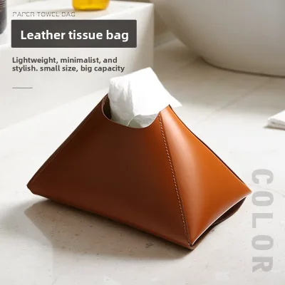 New Arrival Nordic-style Modern Minimalist Leather Waterproof Multipurpose Tissue Holder & Dispenser with Easy-to-pull Mechanism