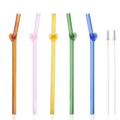 Ins Fashion Love Design Color High Borosilicate Hydrochloric Acid Glass Does Not Contain Bpa Reusable Glass Straw