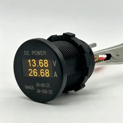 29mm Cut-out Mounting OLED DC8-60V 0-10A Voltmeter Ammeter DC Power Monitor Panel Meter for Truck Motorcycle RV Boat Car