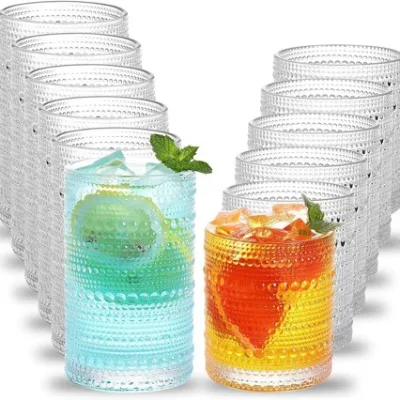 Simple Beaded Glass Cup for Women Attractive Milk Juice Beverage Drinking Glass