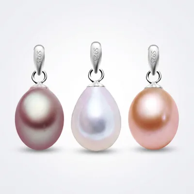 Wholesale 925 Silver Natural Freshwater Rice Pearl Pendant Loose Beads High Quality White Elegant Drop Style for Women