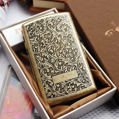 12-pack Cigarette case Constantin-style Metal Engraving Arabesque Metal Cigarette Box