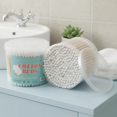 Cotton Buds Disposable Double Tipped Bamboo Wooden Round Tip Jar Tub Ear Cleaning Makeup Beauty Salon Spa Custom Coton Tiges