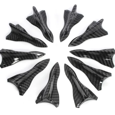 10Pcs/BAG Gloss Black Carbon Look Plastic Sports Roof Shark Fin Antenna Diffuser Shell with Glue Tape Installation