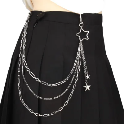 Charm PUNK Stainless Steel Hollow Star Pendant Trousers Chain for Women Men Personality Hip Hop Trendy Body Waist Chain Jewelry