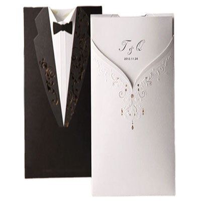 Hot Sell Custom Luxury Fashion Design Embossing Wedding Dress &formal High End Wedding Envelopes for Invitation Card