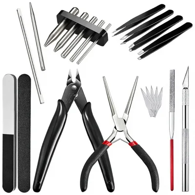 Stainless Steel Puzzle Tool Set DIY Model Auxiliary Tools with Storage Box for 3D Metal Puzzle Assembly