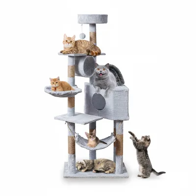 Indoor Large Cat Tree Tower,Sisal Scratching Post,Luxury 6-floor Cat Climbing House Frame Kitten Condo Activity Centre Furniture