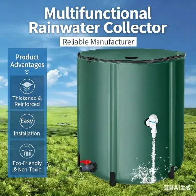 Large Capacity Space-Saving Collapsible PVC Modern Rain Barrel with Weather Resistant Design for Outdoor Garden