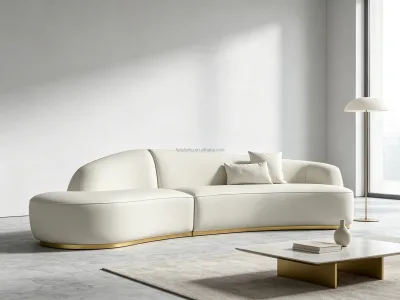 FERLY Curved Modular Sofa Brass-Finished Base Sectional Living Room Furniture