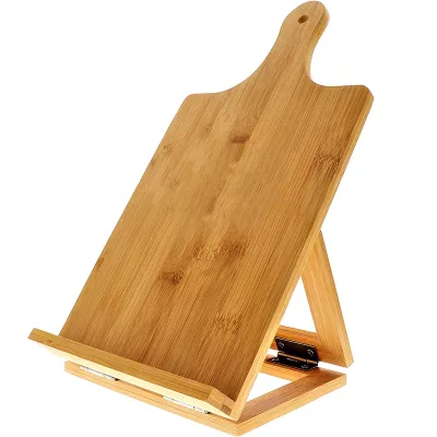 Bamboo Cutting Board Foldable Chef Easel Metal Hinges Kickstand Recipe Wood Cookbook Holder Stand for iPad Tablet