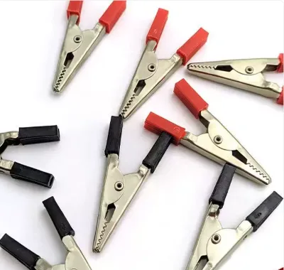 Nickel Plated Iron Alligator Clip Mini Crocodile Connector with Plastic Handle for COPPER Test Lead Crimping Connection
