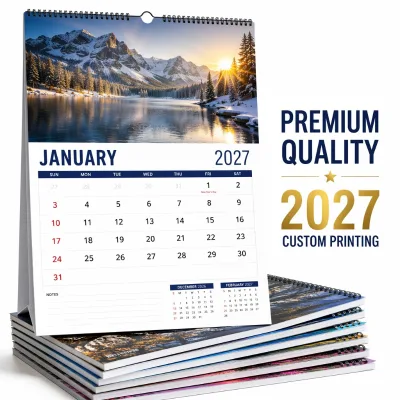 2027 Annual Paper Wall Calendar Custom Printing Promotional Brand Elevate Your Space Aesthetic Look OEM Factory Direct Clock