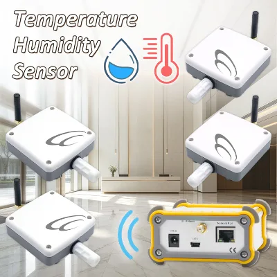 Remote Data Record for Room Living Space 4 Channels Wireless Temperature Humidity Sensor Support IP65 Rated 2-Year Warranty