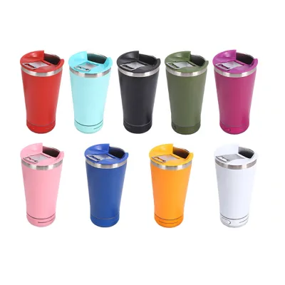 Wholesale 16OZ Insulated Stainless Steel Beer Cup Custom Music Sound Mugs Blue Tooth Speaker Cup with Cover and Opener