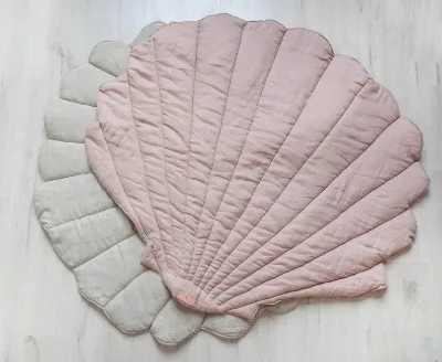 Pink Shell Baby Play Mat Cotton Nursery Rug Room Decor Ocean Theme Floor Mat Toddler Play Mat Soft Photo Prop Baby Shower Gift