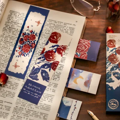 Cute Creative Stationery Note Message Rose Summary Function Card Bookmark Bookmarks