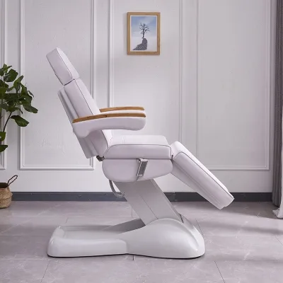 Modern Classic White Aesthetics Electric Portable Adjustable Foldable 4 Motor High-Density Sponge Massage Table Headrest