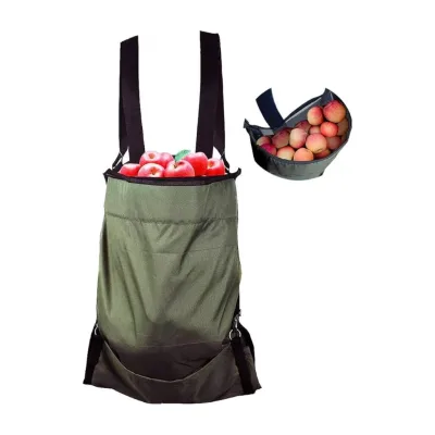 Large Capacity Adjustable Polyester Garden Apron Storage Picking Bag Durable Long-lasting Zipper Closure for Fruit Use Farmer