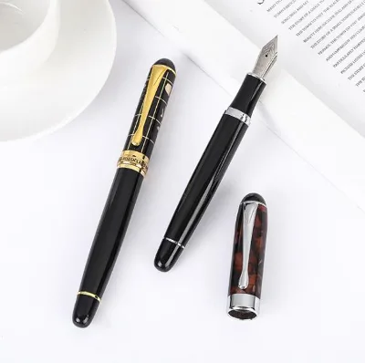 NM49 JR Elegant Cigar-Shaped Chrome Plated Stainless Steel Tip Fountain Pen 1.0mm Nib Free Converter Metal Quality Writing
