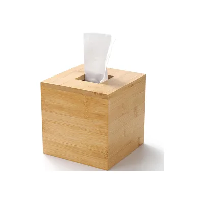 Multi-functional Square Bamboo Tissue Box Creative Paper Storage Custom Logo