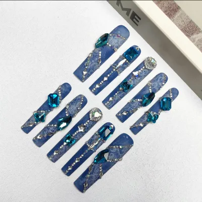 Wholesale High Quality 10pcs Hand Long Press on Nails for Finger Colorful Nail Painting