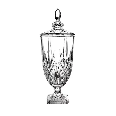Modern Design Glass Beverage & Juice Dispenser Large Size Engraved Tank for Hot & Cold Drink Serving with Metal Tap