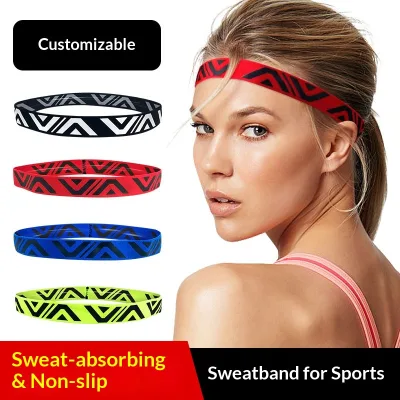 Unisex Non-Slip Sweat-Wicking Absorbent Sports Headbands for Running Basketball Fitness Composite Material Hair Ties Forehead