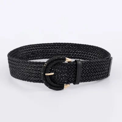 Braided Belt Women Pin Buckle Retro Casual Versatile Belt Wax Rope Waist Rope Decoration with Jeans Dresses Belt